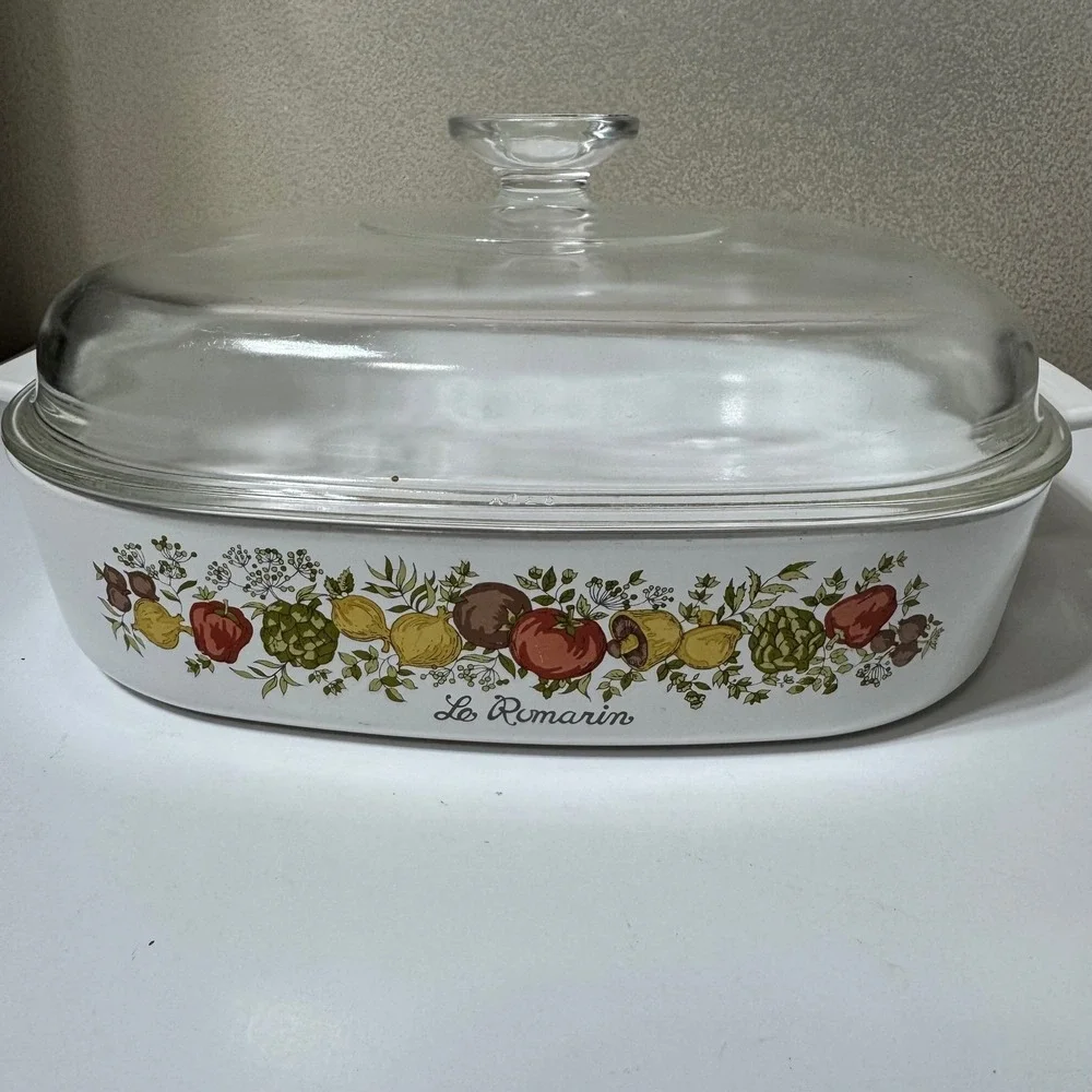 Corning Ware Le Romarin Spice O Life 10x10x2 Casserole Dish A-10-B Vintage Lid